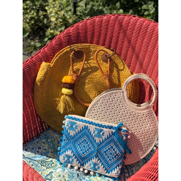 Last 1✨Mustard Yellow Circle Jute Beach Bag - Picture 3 of 5